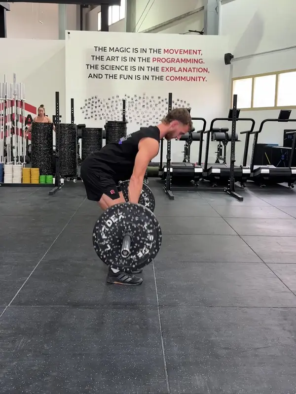 Tom lowering the bar with his hips pushed back